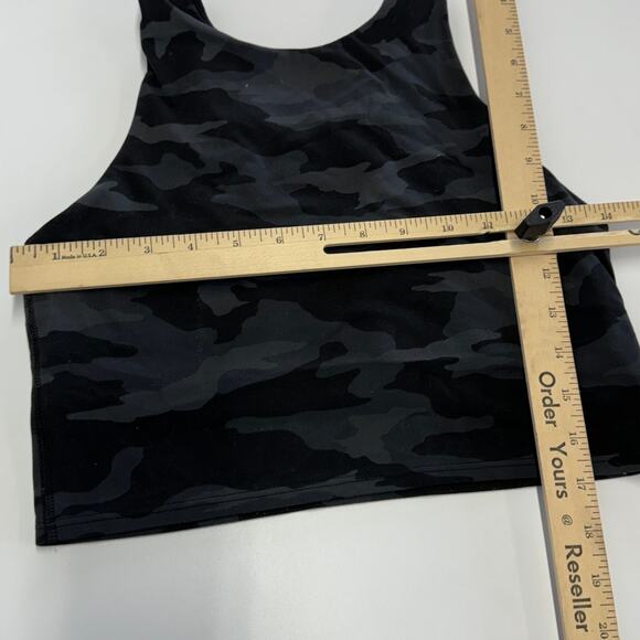 Athleta‎ Top Womens Small Black Grey Camo Print Conscious Crop Tank - Picture 6 of 8